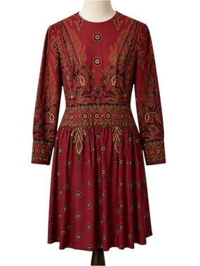 Jerry Silverman by Saulino Rare Vintage 70’ women Red Paisley Dress size Medium